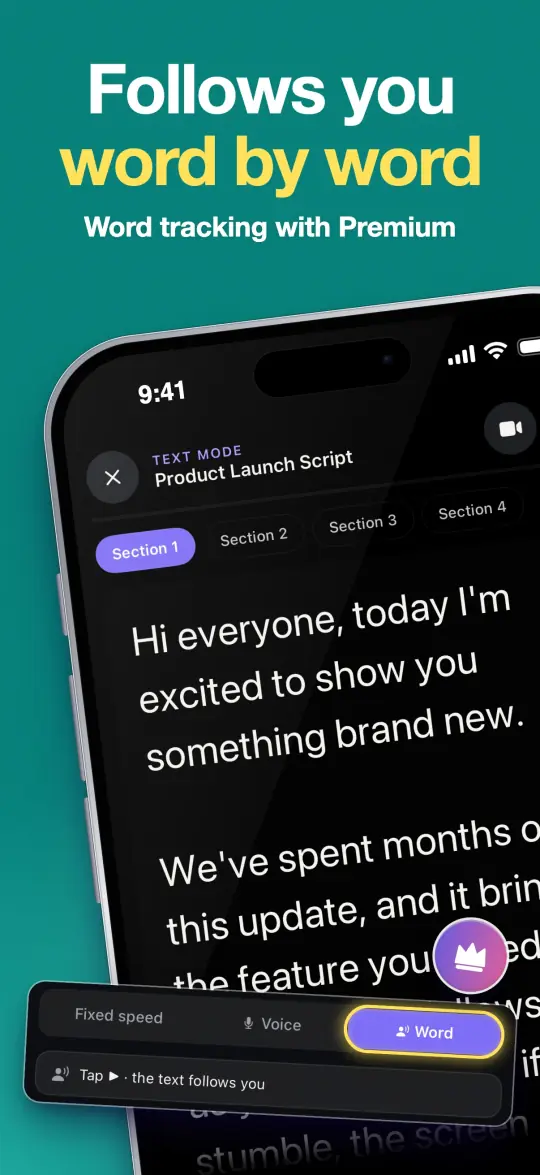 Follows you word by word — Word tracking with Premium