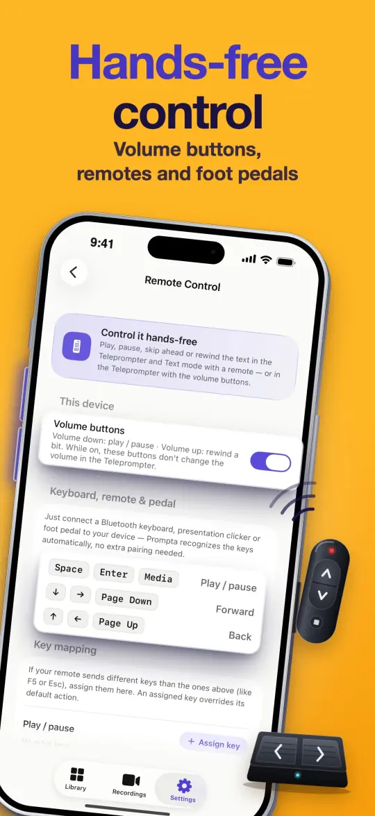 Hands-free control — Volume buttons, remotes and foot pedals