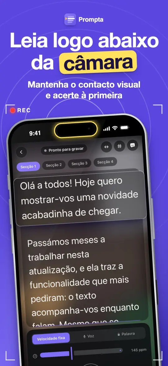 Leia logo abaixo da câmara — Mantenha o contacto visual e acerte à primeira