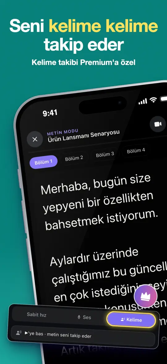 Seni kelime kelime takip eder — Kelime takibi Premium'a özel